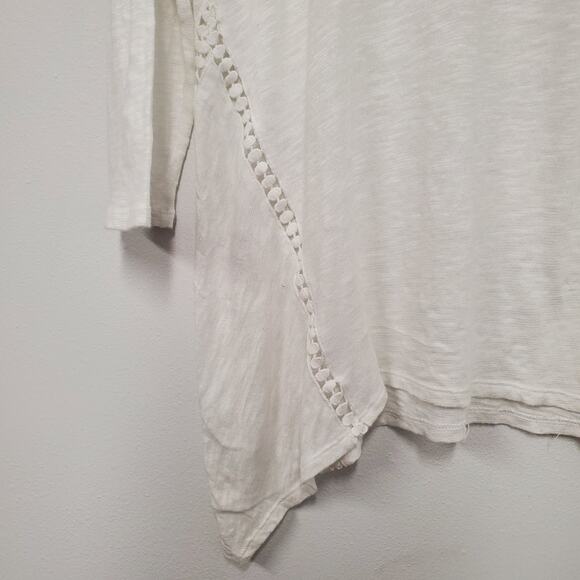 J. Jill Top Linen Blend Tunic Women's M White Asymmetric Hem Minimalist Coastal - Picture 5 of 11